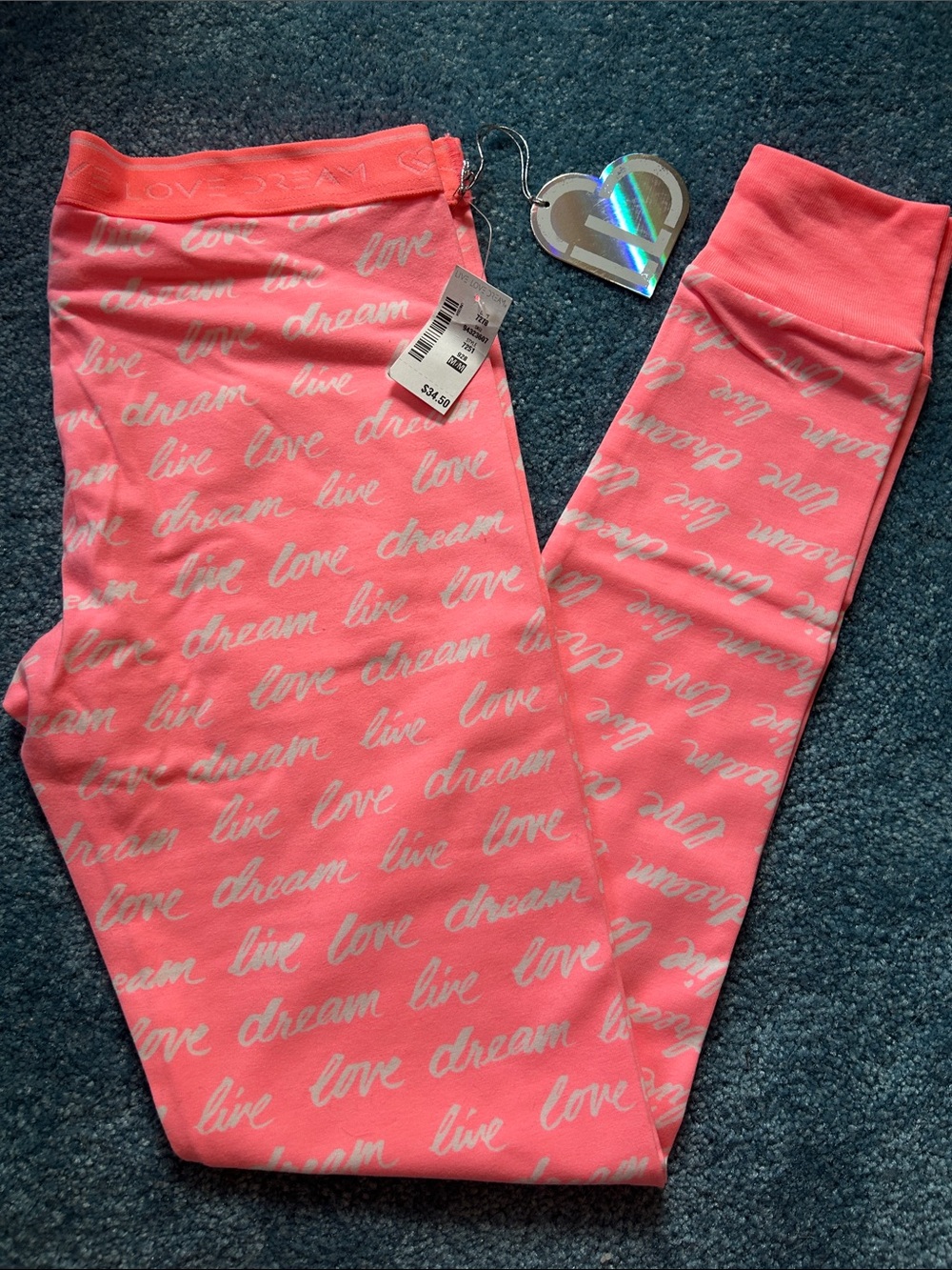 Aeropostale Pink Script 'Love Dream' Kids Leggings